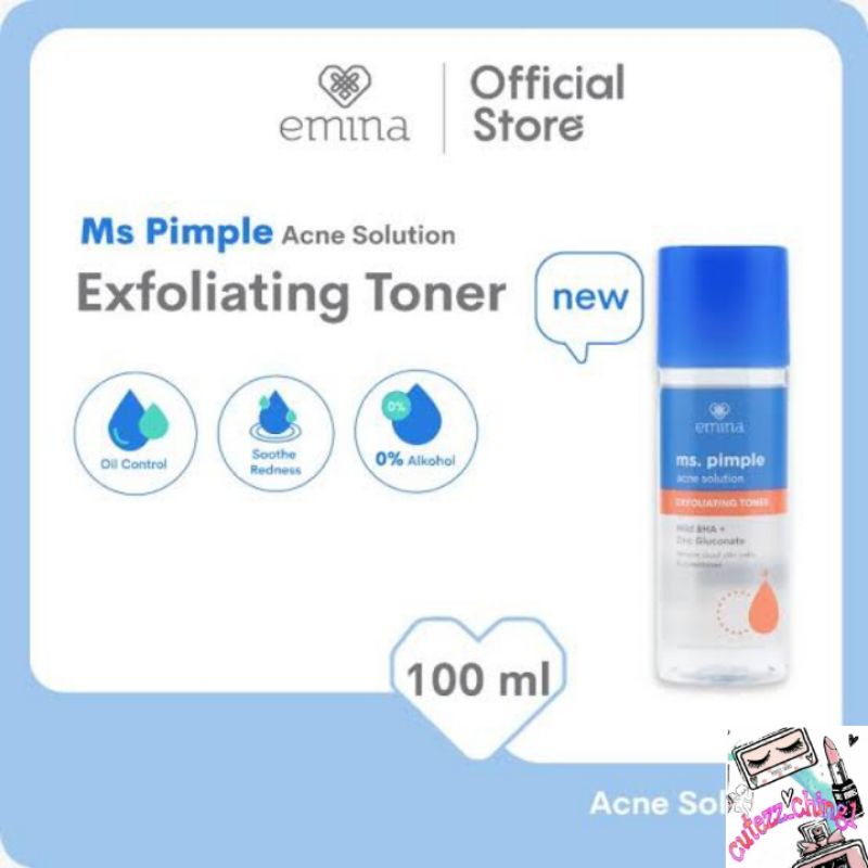 ☃️Cutezz_Ching1☃️Emina Ms. Pimple Acne Solution Exfoliating Toner 100ml