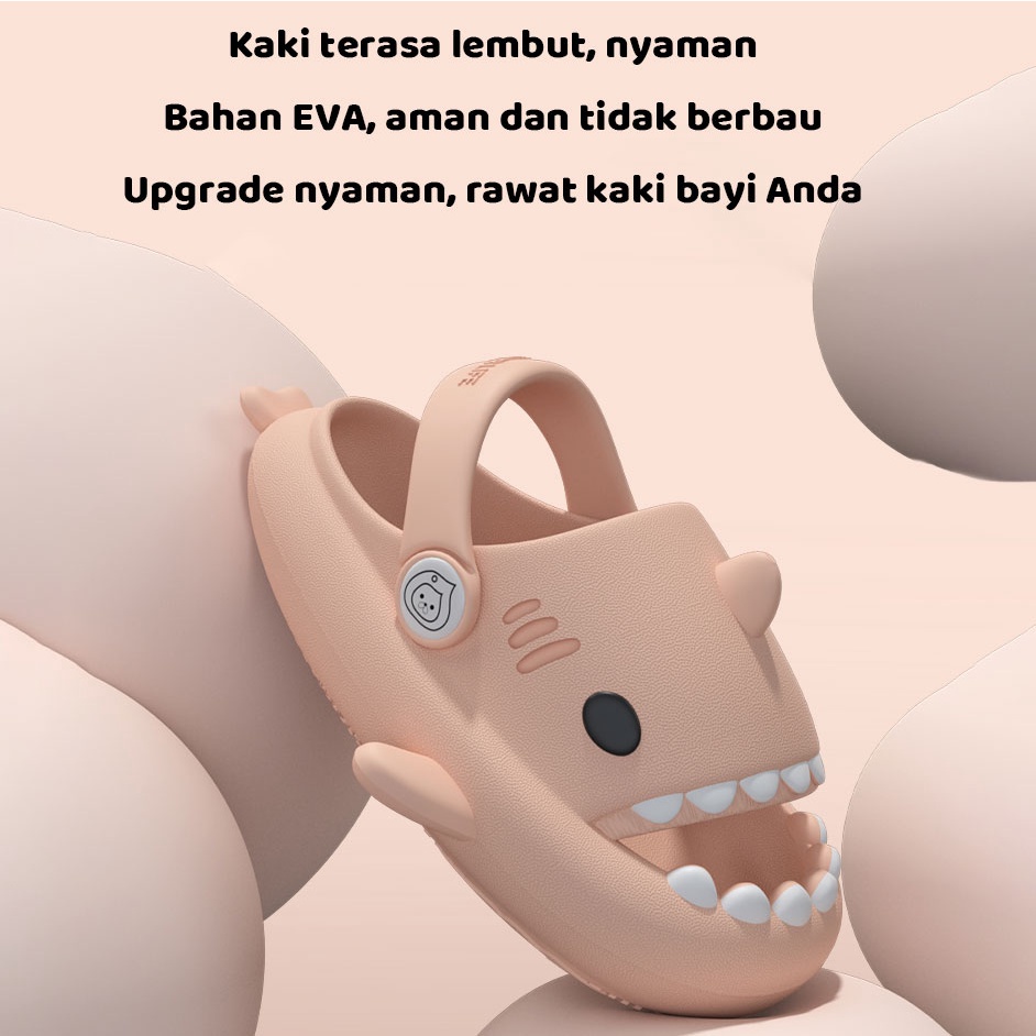 Sandal Anak Laki EVA Aneka Warna Motif Desain Asli Hiu Shark Stereo 3D