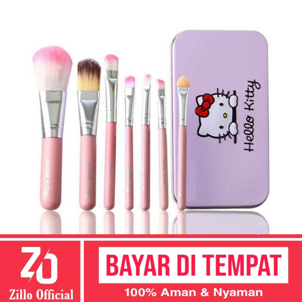 ZILLO Kuas Make Up 7in1 Kuas Wajah Karakter Hello Kitty Pink Kuas Hellokitty Wajah Lembut Di Muka