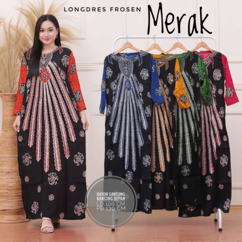 DASTER RAYON BATIK PANJANG LONGDRESS FROSEN MERAK GAMIS BUSUI RUMAHAN