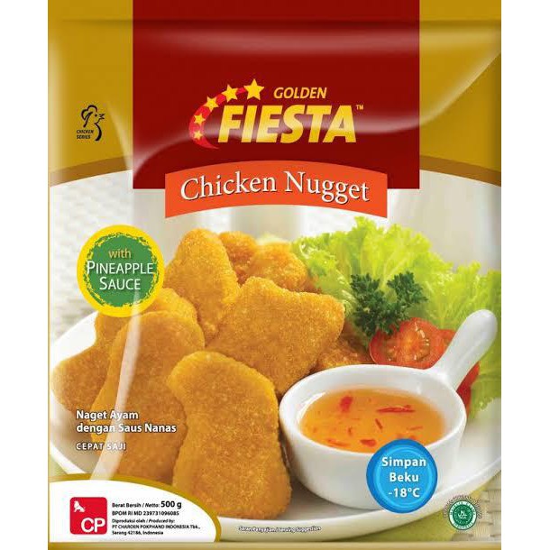 

GOLDEN FIESTA CHICKEN NUGGET PINEAPPLE SAUCE 500 GR / NUGGET AYAM SAUS NANAS