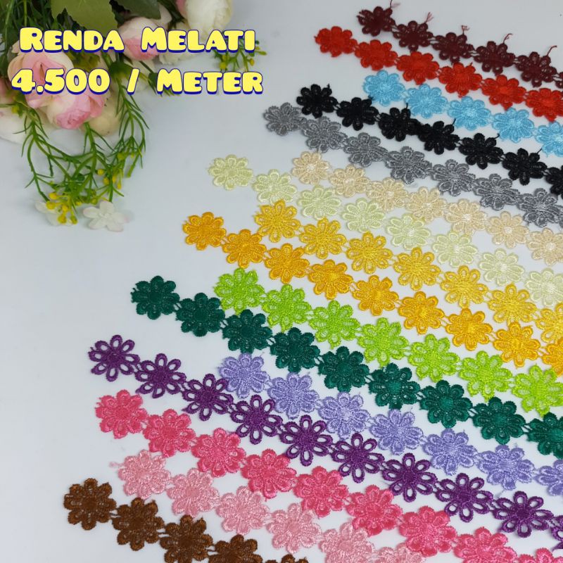 Renda Melati 1 Meter Renda Bunga Meteran Renda Gyper Melati Renda Giper Melati