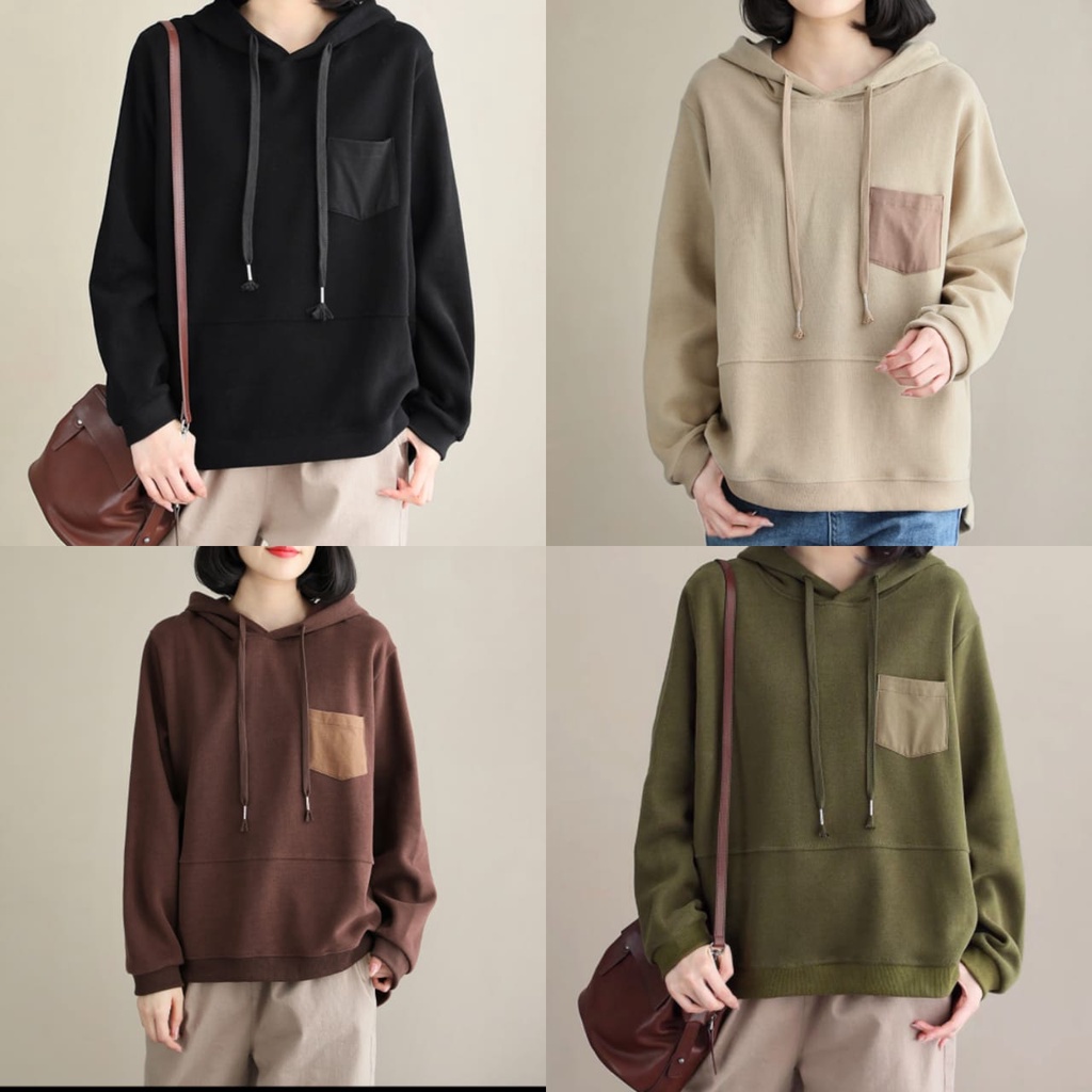 BASIC KAYLE OUTWEAR UNISEX Hoodie Sweater Kpop Crewneck Hudie Sweatshirt Wanita Kekinian Oversize Fashion Outfit Ootd Korean Style Sweter Crewnek Switter Cewe Krunek Perempuan Sweeter Viral Remaja Korea Atasan Cewek Premium LD 110 PB 65 BB 45-65