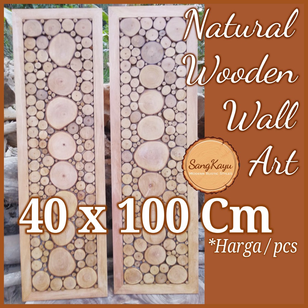 Hiasan dinding kayu 100x40 Cm Natural Wooden Wall Art bukan Wallpaper