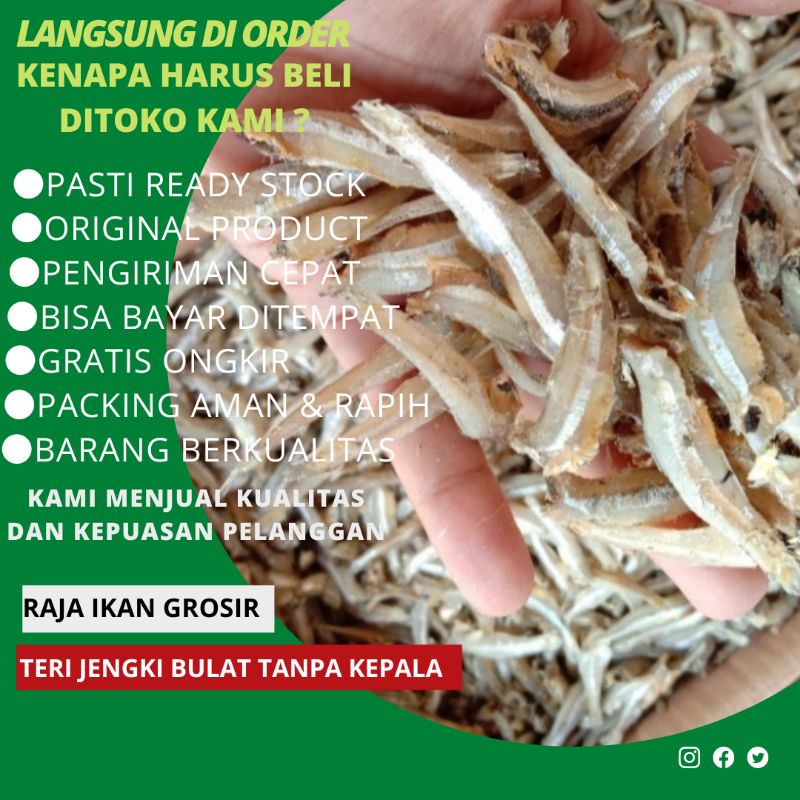 

TERI JENGKI BULAT 1KG BERSIH TANPA KEPALA TERJAMIN BAGUS