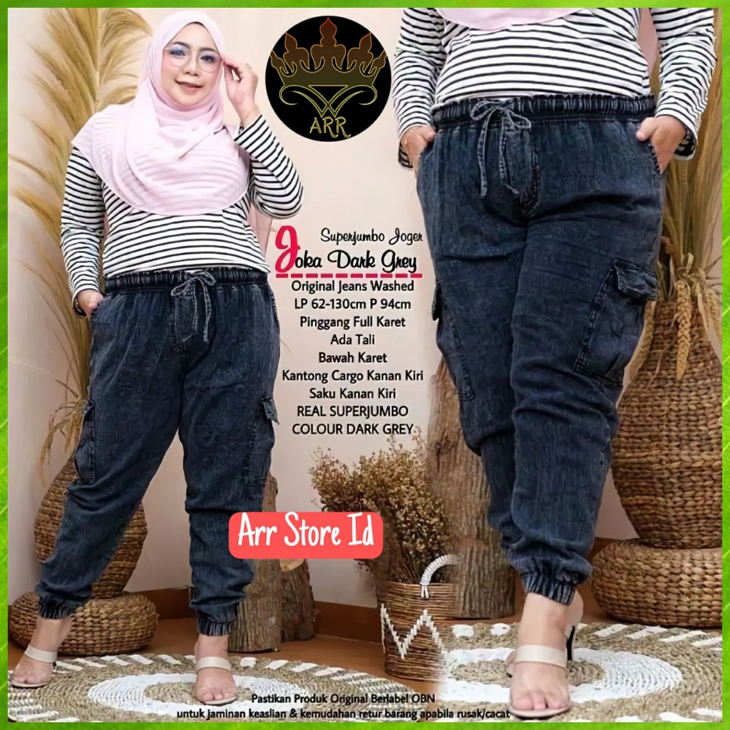 Celana Cargo Panjang Baggy Bagy Pants Jeans Wanita Jumbo Premium Kekinian Lp 90-130 P 95 Jora Cargo Jumbo Allsize