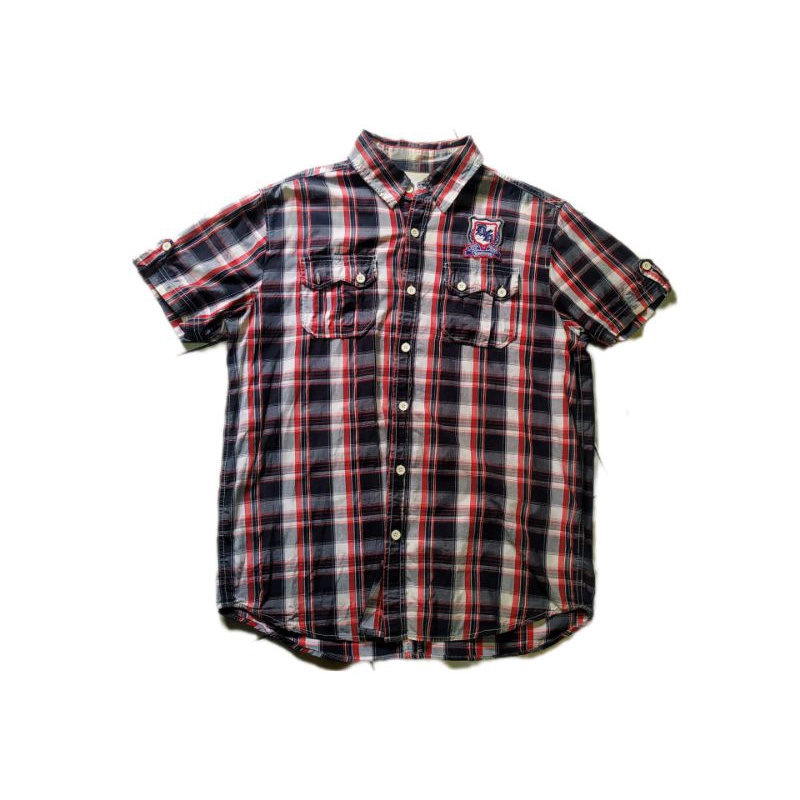 Kemeja hem lengan pendek kotak kotak plaid shirt DOHC REVOLUTION original casual bodyfit
