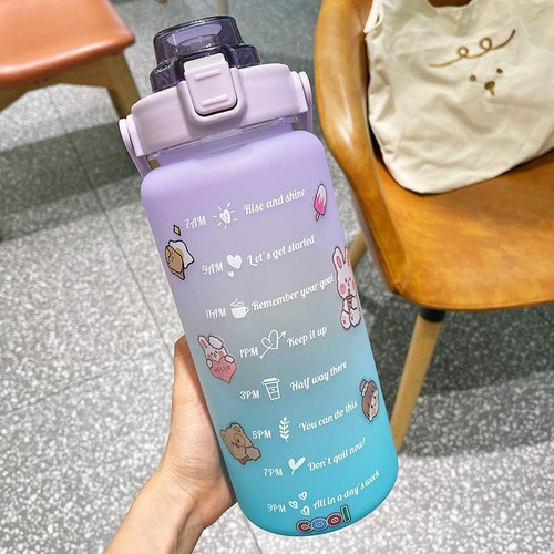 Botol Minum 2 Liter Rainbow Pastel Tumbler Jumbo 2000ml Botol Motivasi BPA FREE Botol Minum Viral