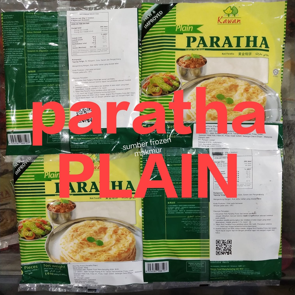 

roti paratha plain 400 kawan sumber frozen makmur