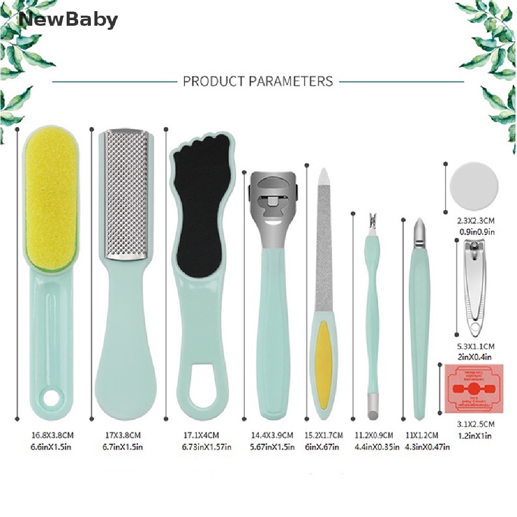 10 in 1 Set Alat Kikir Kaki Bahan Stainless Steel Untuk Pedicure