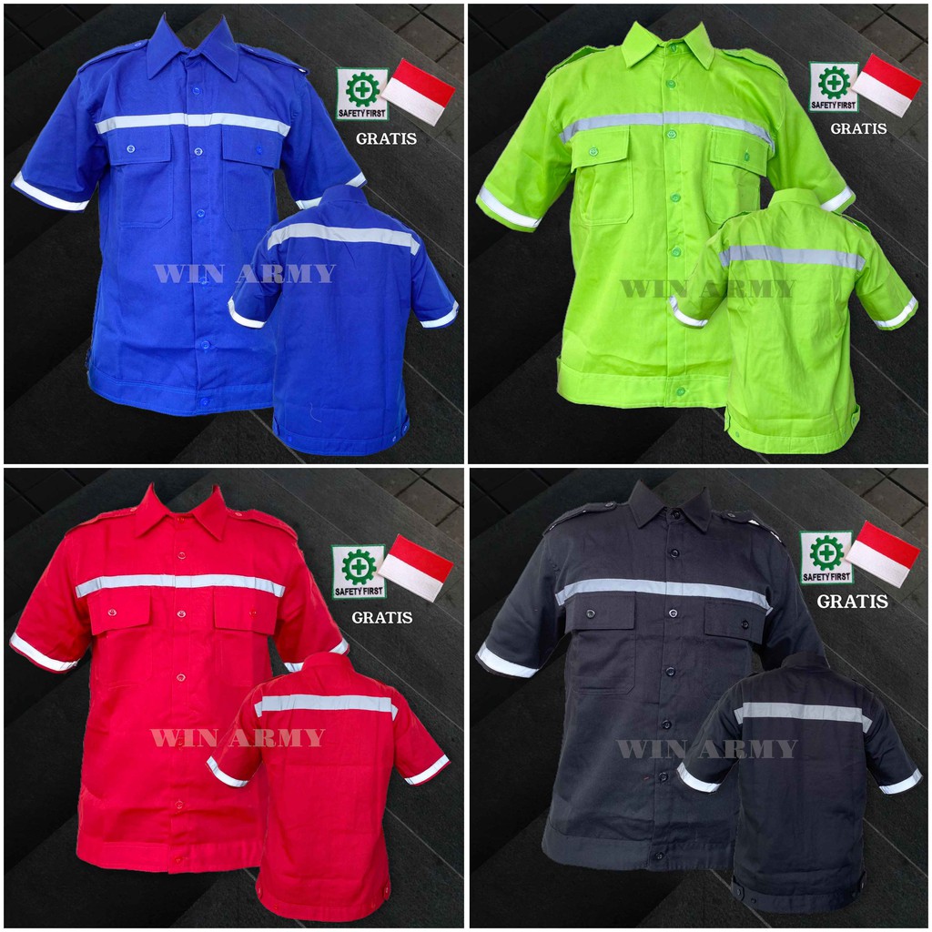 Baju Safety Seragam Kerja / Kemeja Proyek Atasan Lengan Pendek / Atasan Kerja Pendek Wearpack Logo