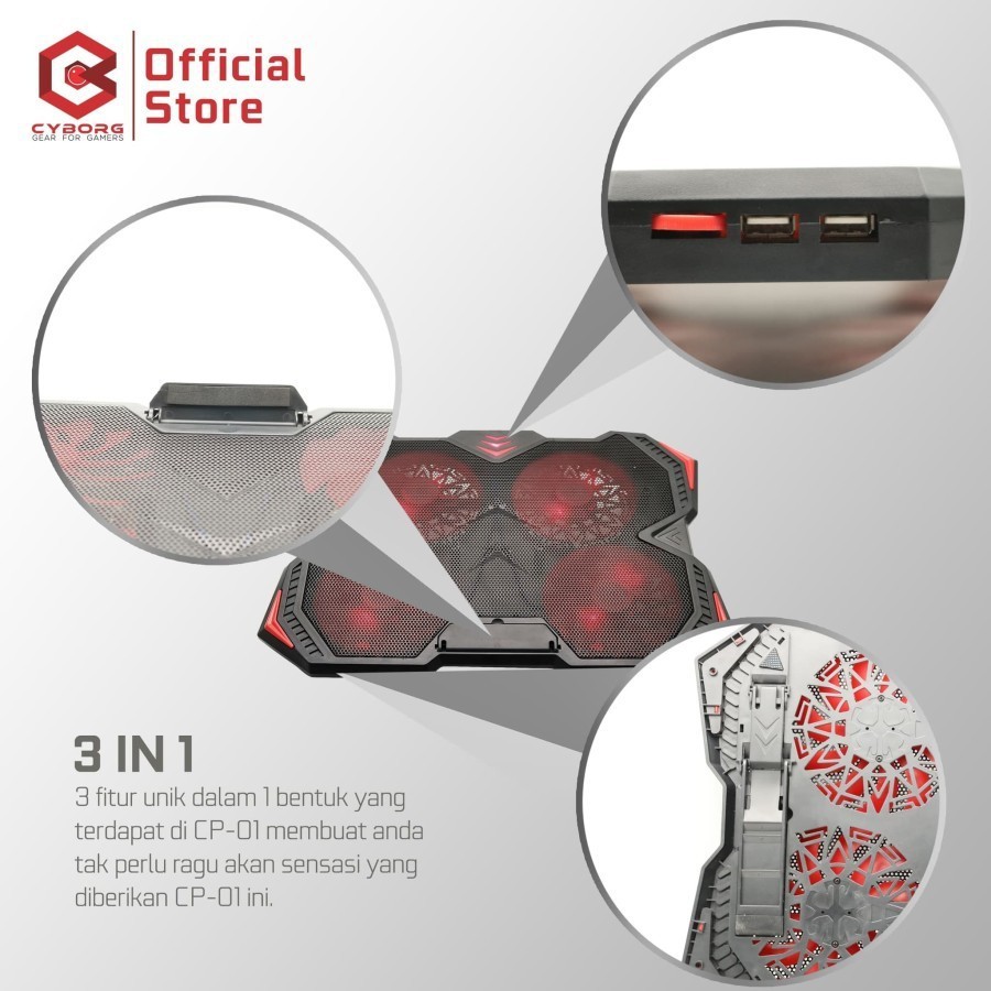 Cyborg Gaming Cooling Pad CP-01 Blizzard / Pendingin Laptop