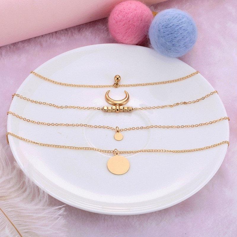 Eropa dan Amerika retro etnis moon corner disc kalung perhiasan kalung multi-layer seksi aksesoris fashion kalung L16