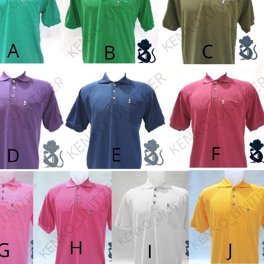 ♠ UNITIZER LSU1 kaos polo pria saku shirt m , l , xl kantong kerah wangki lakos polos dewasa cowok m