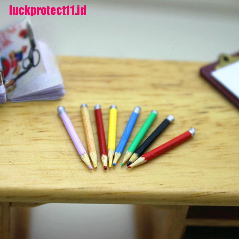 LuckToy 1 Set/8pcs mini dollhouse miniature accessories mini color pencil