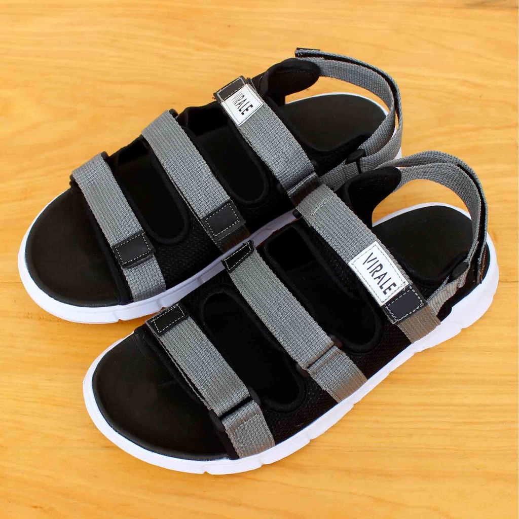 Sandal Gunung Pria Casual Outdoor Murah Sendal Selop Original Traveling Keren PL-01 TL ABU