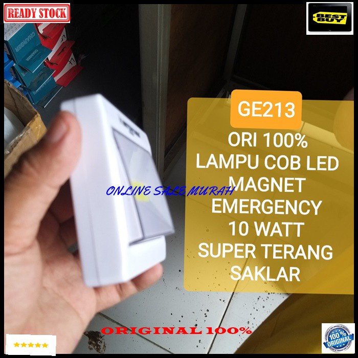 G213 Mitsuyama Lampu led emergency rumah magnet dinding wall tembok tempel putih white cob 10 watt wat magnetik terang saklar sinar cahaya lamp sentuh portable G213   Ukuran : 9 cm x9 cm x 2.2 cm  ADA MAGNET UNTUK NEMPEL DI BESI  dengan mata lamp