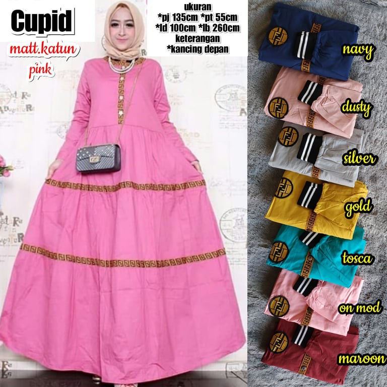 gamis cupid polos katun paris kombi ff bordir/gamis katun list ff cupid bordir/gamis cotton cupid