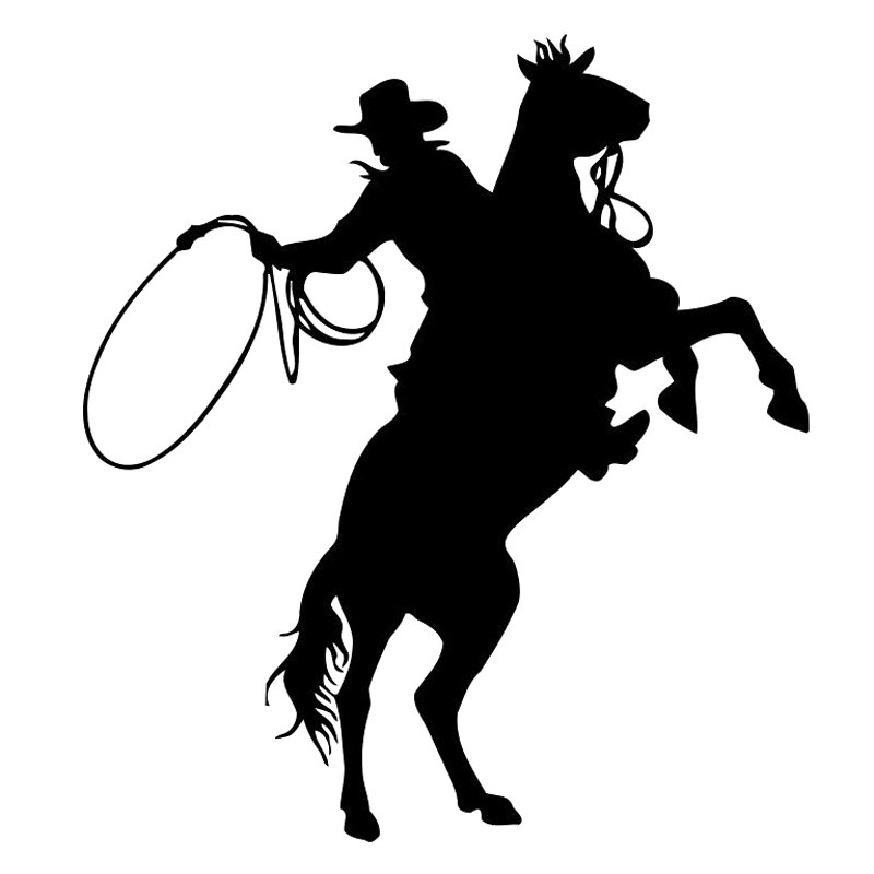 

14.6cm*16.3cm Cowboy stiker pembalap kuda