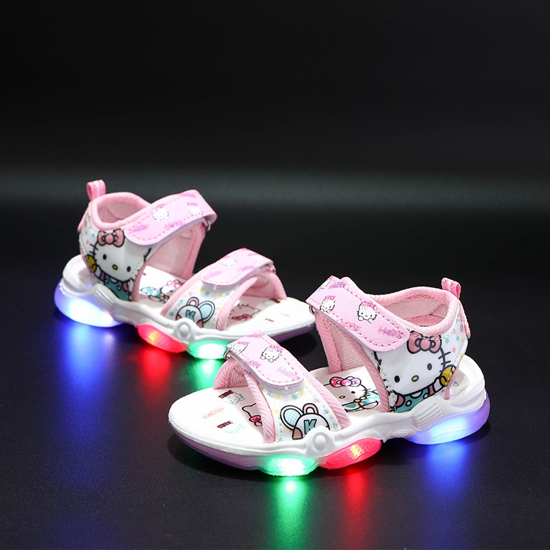 Sepatu  SANDAL Anak Perempuan LED IMPORT Model Terbaru HELLO KITTY 002
