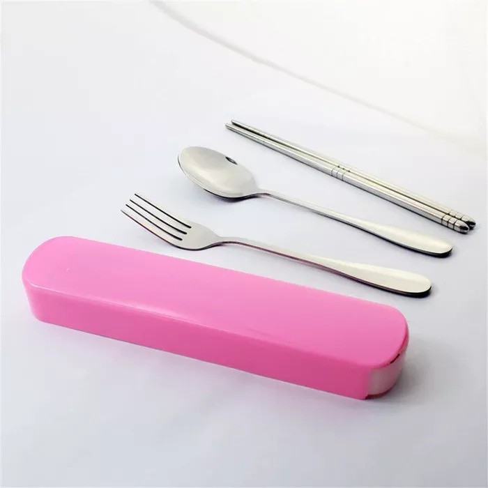 Stainless Steel Set Alat Makan Portable Sendok Garpu Sumpit - Cutlery - RANDOM