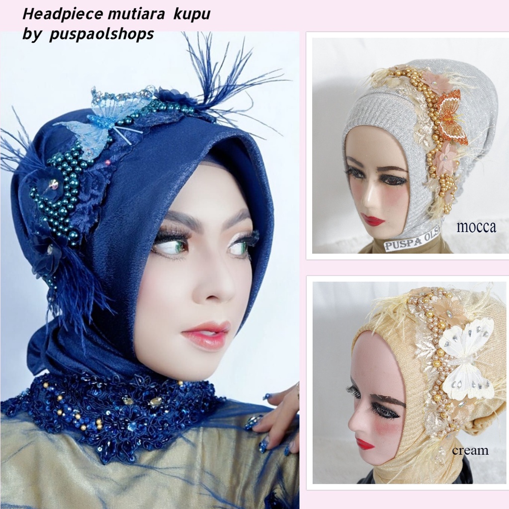 Headpiece  kupu  Mutiara  headpiece hijab  headpiece pengantin