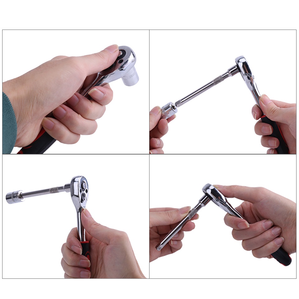 【BAYAR DI TEMPAT / COD】 Kunci SOK 46 PC Set Socket Full Lengkap Socket Tool Kit Pas Ring L Motor Mobil/Universal Kombinasi Tool Kit Reparasi Perbaikan Service Bengkel Mobil Motor Emergency Multifungsi Praktis BagusSet Kunci Socket Wrench 46 PCS Sok
