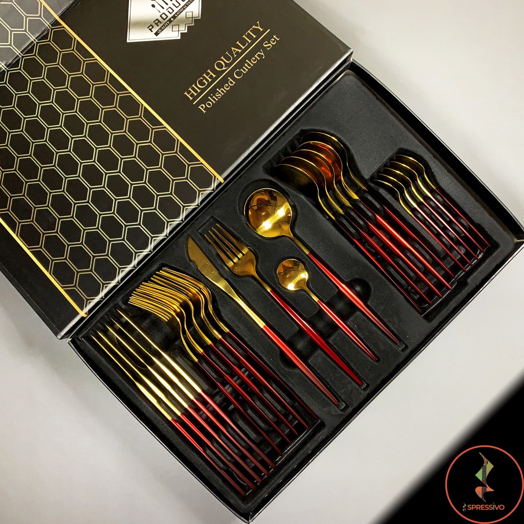 Cutlery Set | Stainless Steel | Gift Box | Sendok Garpu Pisau | 24 pcs