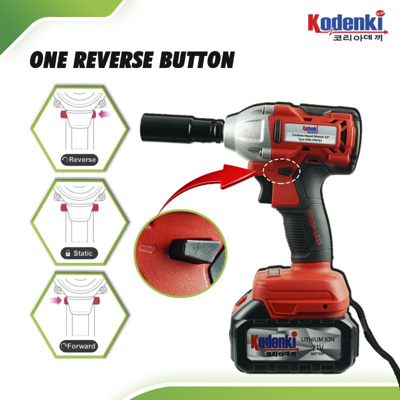 Cordless Impact Wrench Driver Kodenki Mesin Bor Buka Baut Baterai