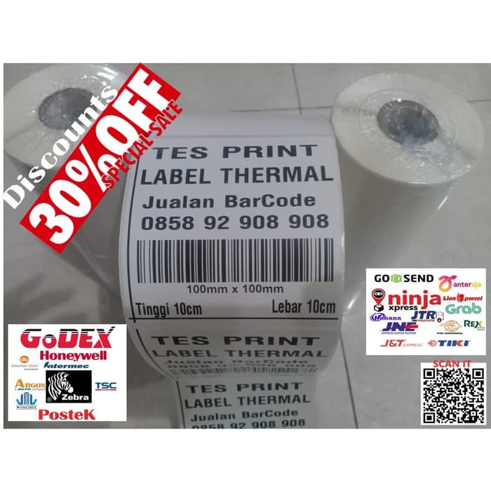 

Murah STIKER KERTAS LABEL THERMAL 100x100 | 100mm x 100mm | 10cm x 10cm Keren