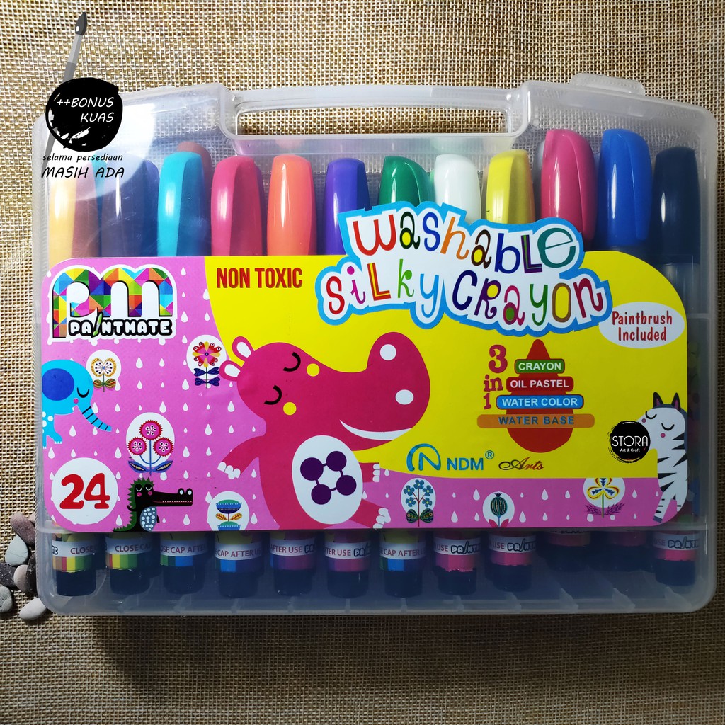 

NDM Washable Silky Crayon FULL set 24 / Paintmate Oil Pastel / Krayon Mudah Dicuci