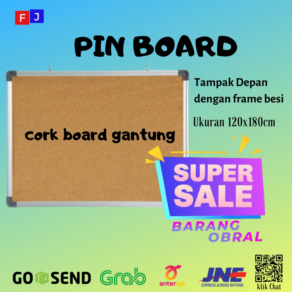 

Papan Pinboard/Softboard SAKANA Dimensi 120x180cm (Corkboard Gantung)