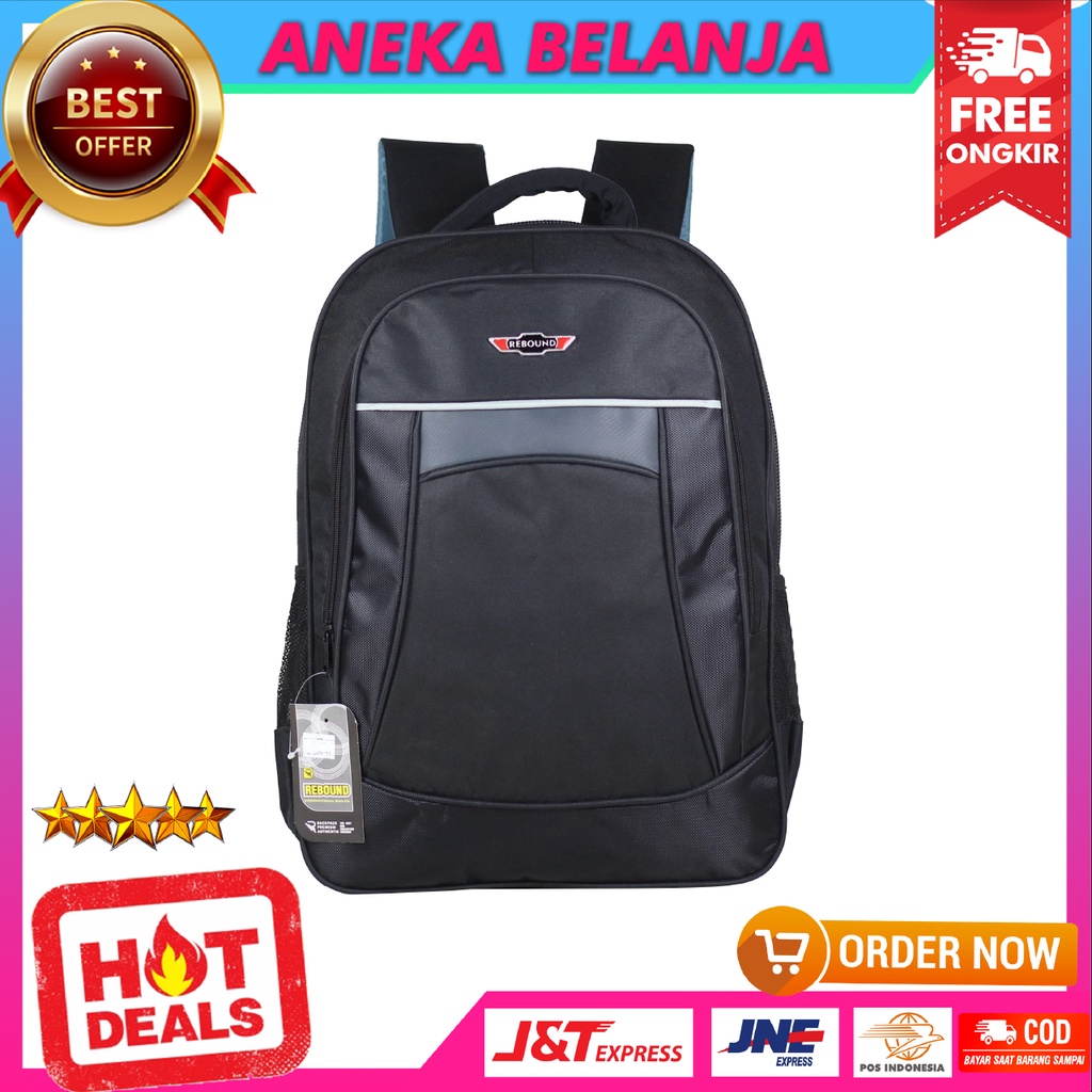 Ransel Sekolah Kerja Kuliah Model Rebound Garis Atas Silver Free Raincover Tas Backpack Berkualitas