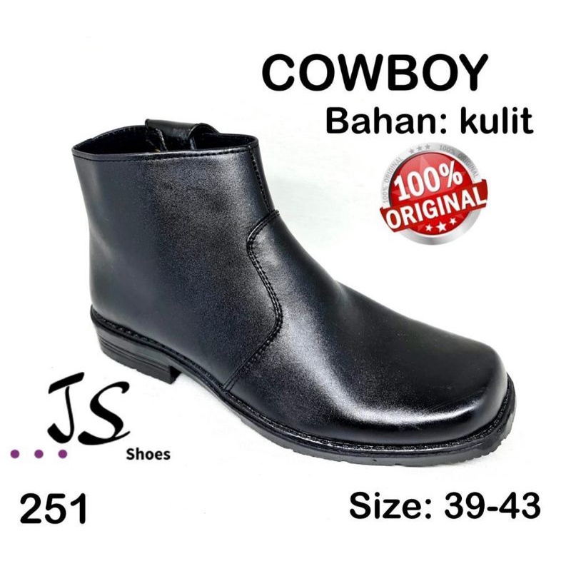 COWBOY 251 - SEPATU FANTOFEL KULIT MODEL BOOTS PRIA DEWASA MERK COWBOY