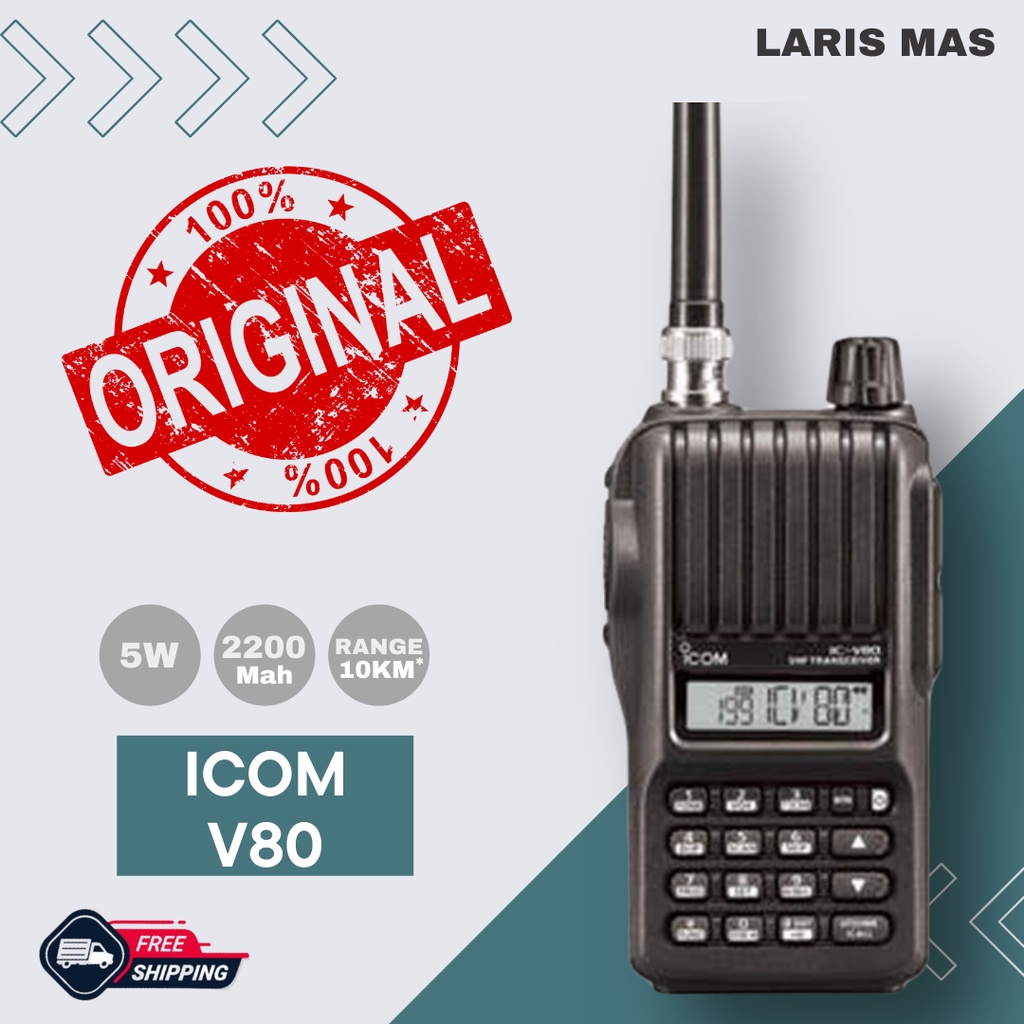 HT ICOM V80 Handy Talky ICOM IC V80 / Walkie Talky ICOM V-80 Lithium 5,5 Watt Jangkauan Jauh