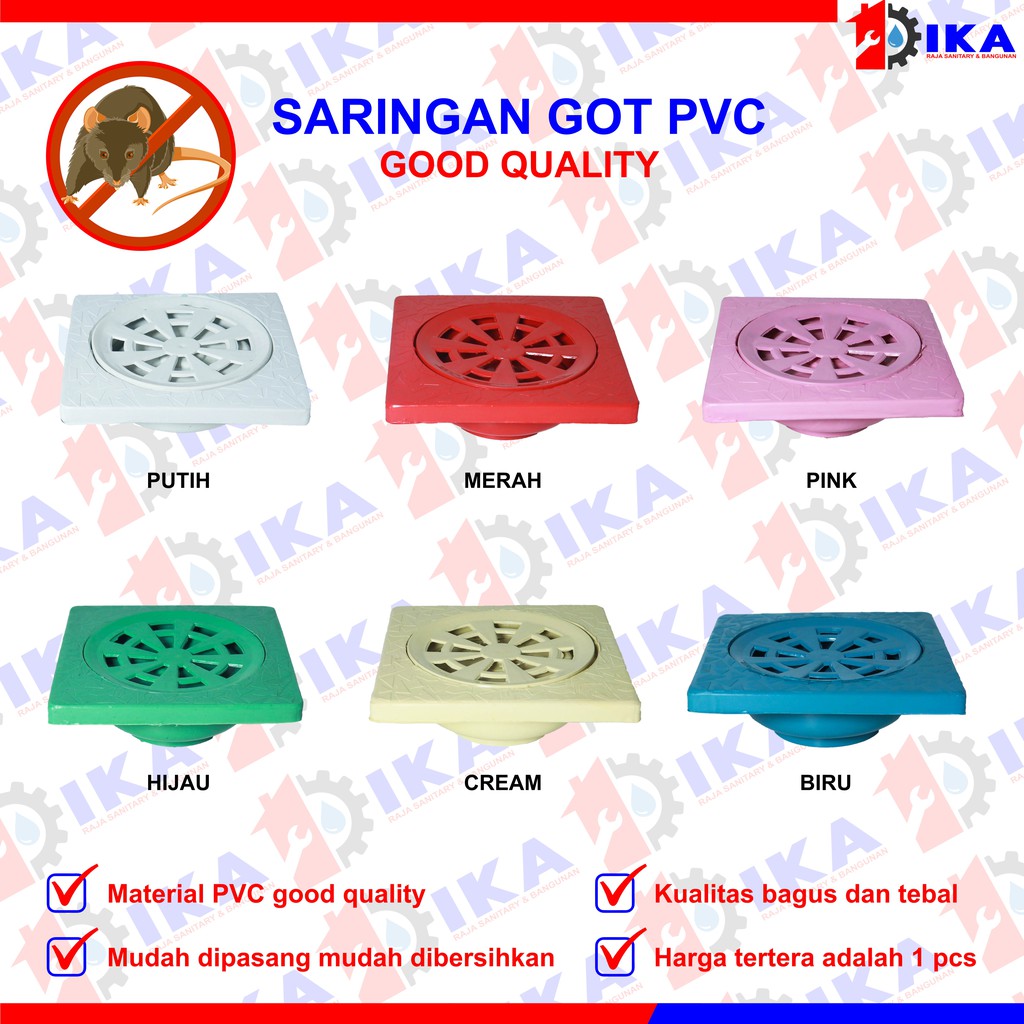 IKA Saringan Got Tebal Plastik PVC Kamar Mandi Toilet Plastic Floor Drain Air WC