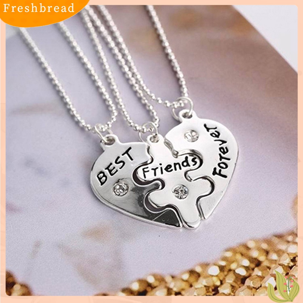 [TERLARIS]3Pcs Broken Heart Shape Carved Letters Best Friends Forever Chain Set for Dating