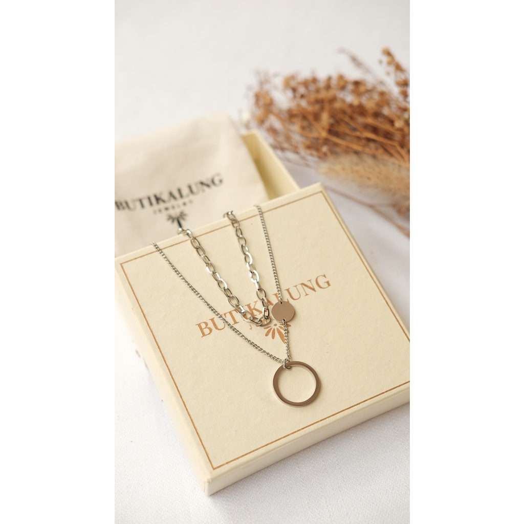 ELENA - Kalung Titanium Lapis Emas Necklace Perhiasan Tunangan Anti Karat Stainless 1003