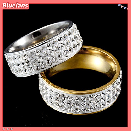 1pc Cincin Berlian Imitasi Tiga Baris Untuk Pria Dan Wanita