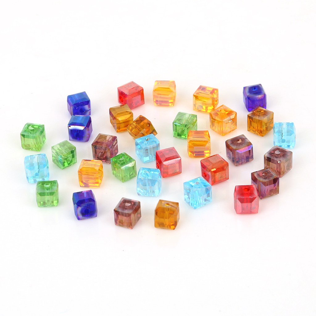 Hot Selling Multi Color Bone Cone Austria Crystal Beads 20Pcs 8 mm Charm Glass Bead Loose Square Bead For Garment DIY Decoration