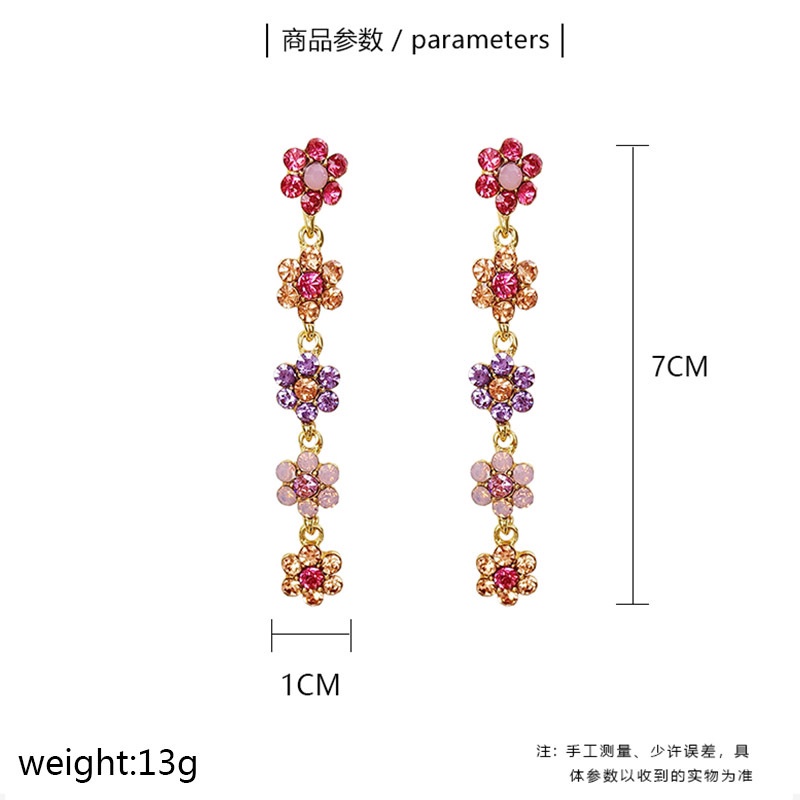 Anting Panjang Desain Bunga Aksen Berlian Imitasi Bahan 925 Silver Needle Gaya Korea