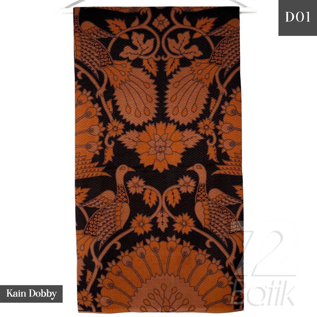 KAIN BATIK PREMIUM Dobby Motif Kembang Merak Warna Hitam Orange Hijau Dolbi Dobi Doby 727106 CAP 72 - Jarik Jarit Samping Kebat Panjang Batik Dobby Modern Premium Bahan Seragam Batik Pernikahan Kantor Keluarga Murah Kamen Jadi Batik Bali Lembaran