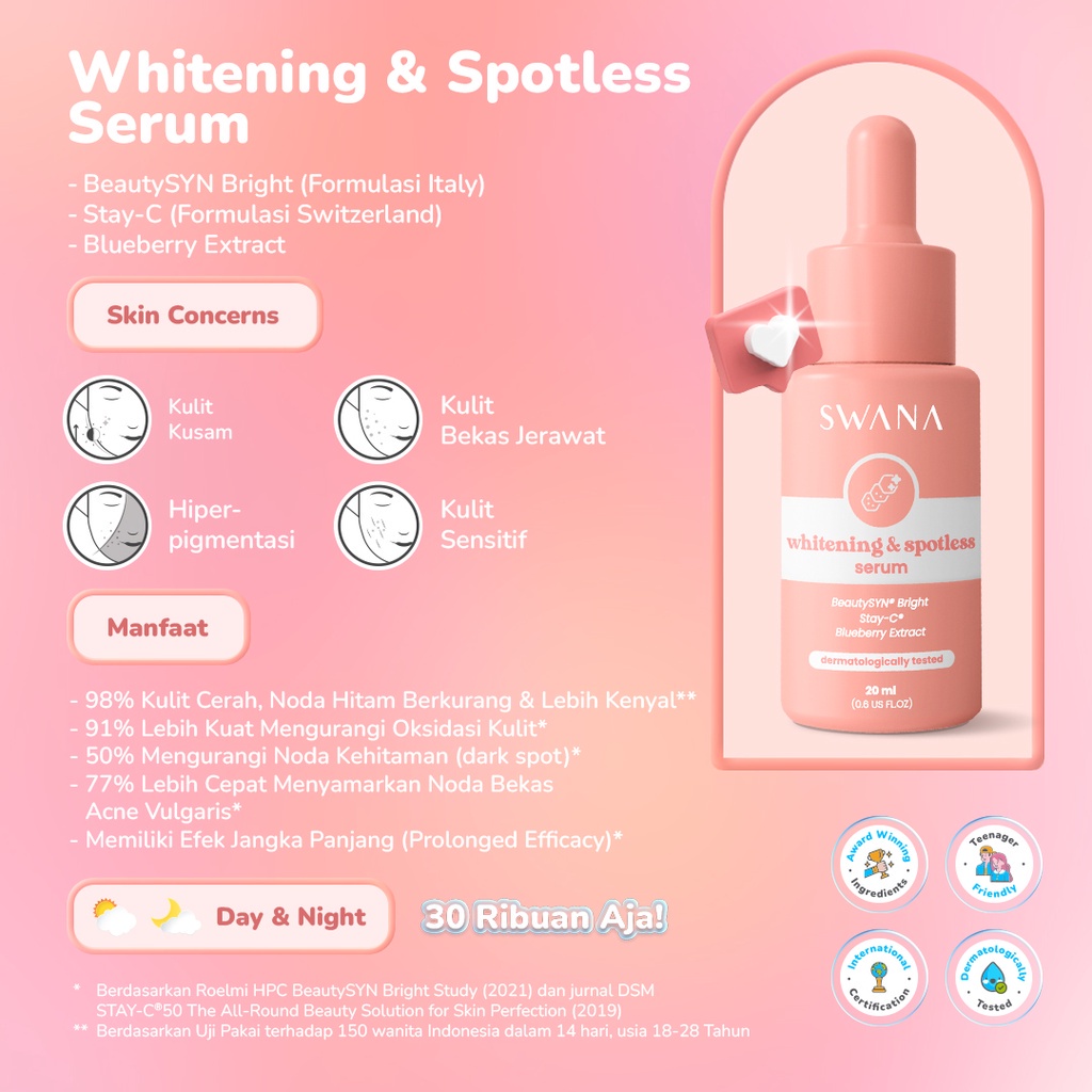 ✨ AKU MURAH ✨ Swana Serum Whitening &amp; Spotless BPOM