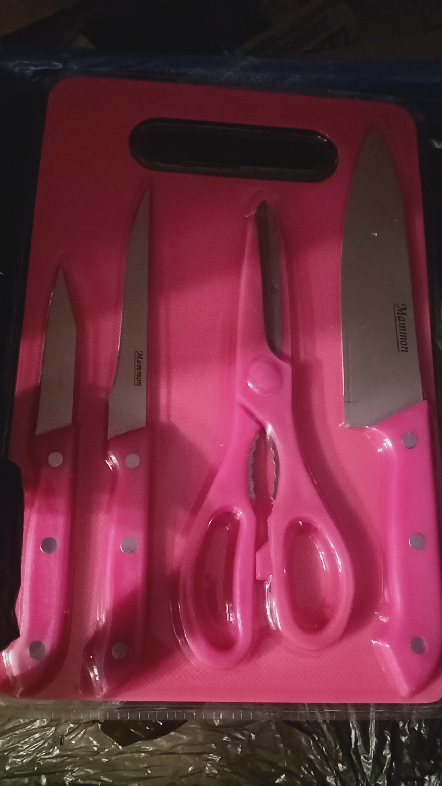 Hsw- Talenan Set 5 In 1 / Talenan Set 5pcs Gunting Pisau Dapur Roti Daging