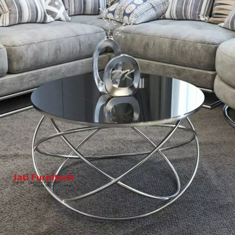 coffe table stainless top euro grey mirror - interior contractor