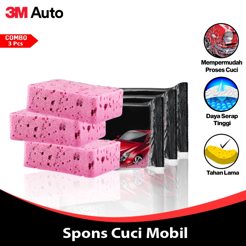 3M Auto Spons Cuci Mobil Combo 3 Pcs Bersih Maksimal Smart Sponge Car Wash Motor CBM03-3M-PN-C01