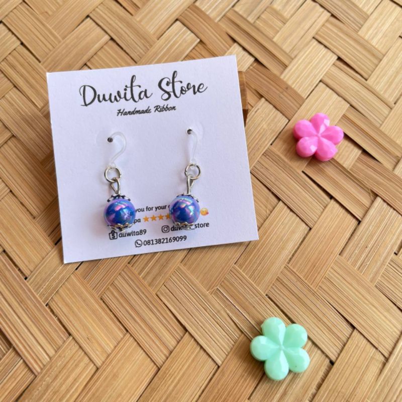 HANDMADE ANTING ANAK/DEWASA KAITAN PLASTIK MOTIF MUTIARA MINI