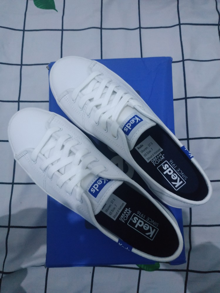 Keds Sepatu Wanita Kickstart Retro Court Leather White - Blue Wh57559