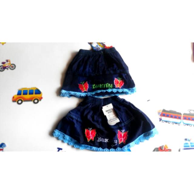 Rok Levis Pendek Butterfly | Rok Pendek Anak cewek Levis | Rok Pendek Motif