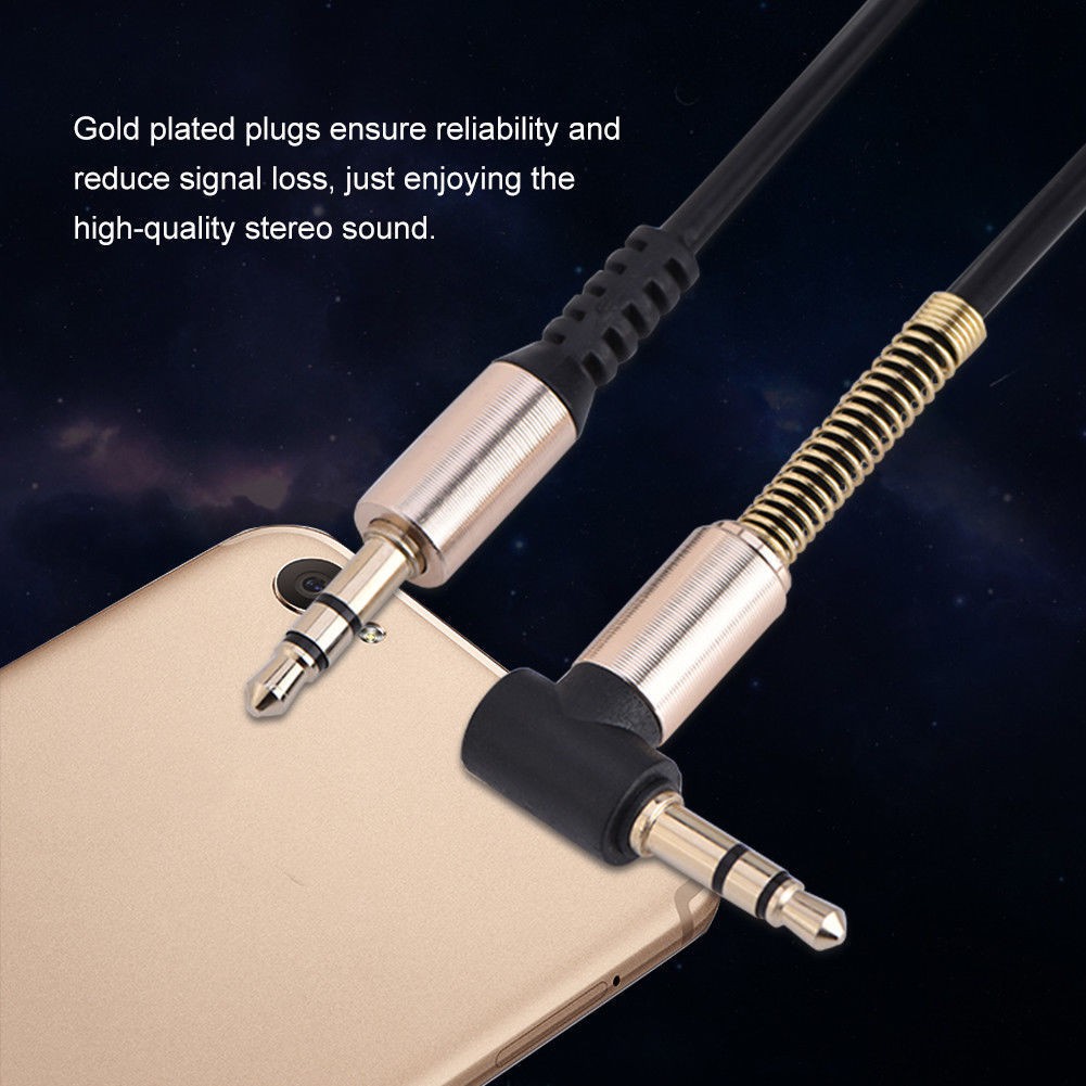 Kabel Aux HP Spiral Jack L 3.5mm Audio Handphone ke Speaker Dan Mobil